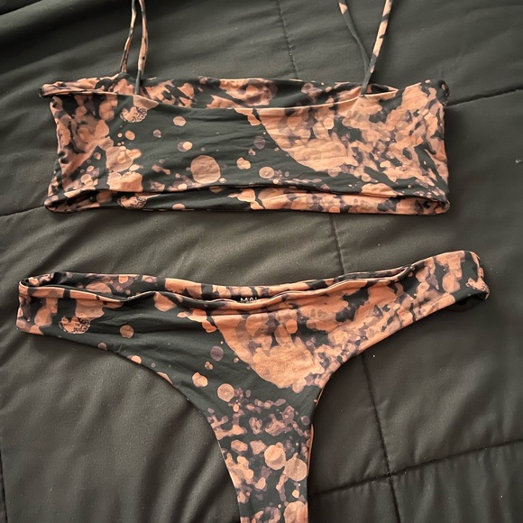 Tie-Dye Bikini Set - Black and Brown - Picture 2 of 3